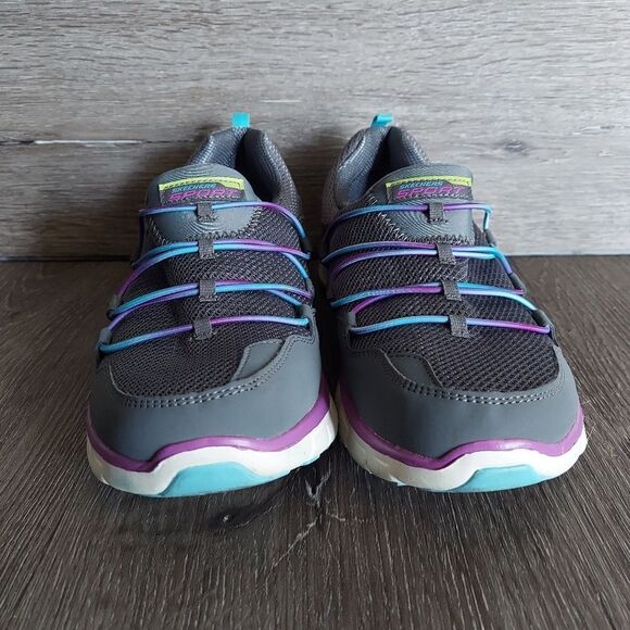 Skechers Sport Women's Loving Life Memory Foam Sneaker, Charcoal/Multi Size 8.5 - Picture 2 of 9